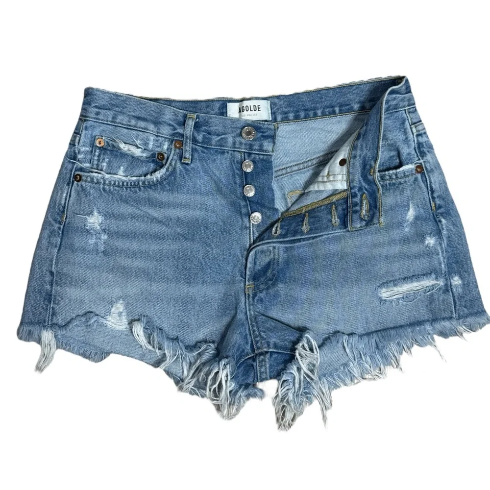 AGOLDE Parker Vintage Cut Off Short in Swapmeet Wash Size 27 Celeb Style - Picture 5 of 8